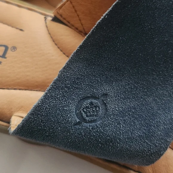 Born Sandals Size 10 Blue Suede Leather Toe Flat Slip On Comfortable Walking - Picture 5 of 9